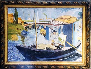 Manet - Monet che dipinge sul suo batea-atelier, cm 60x80