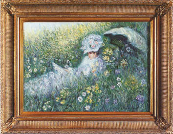 Monet - La lettrice sull'erba, cm 60x80