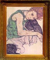 Schiele - Donna con la gamba sinistra piegata, cm 40x50